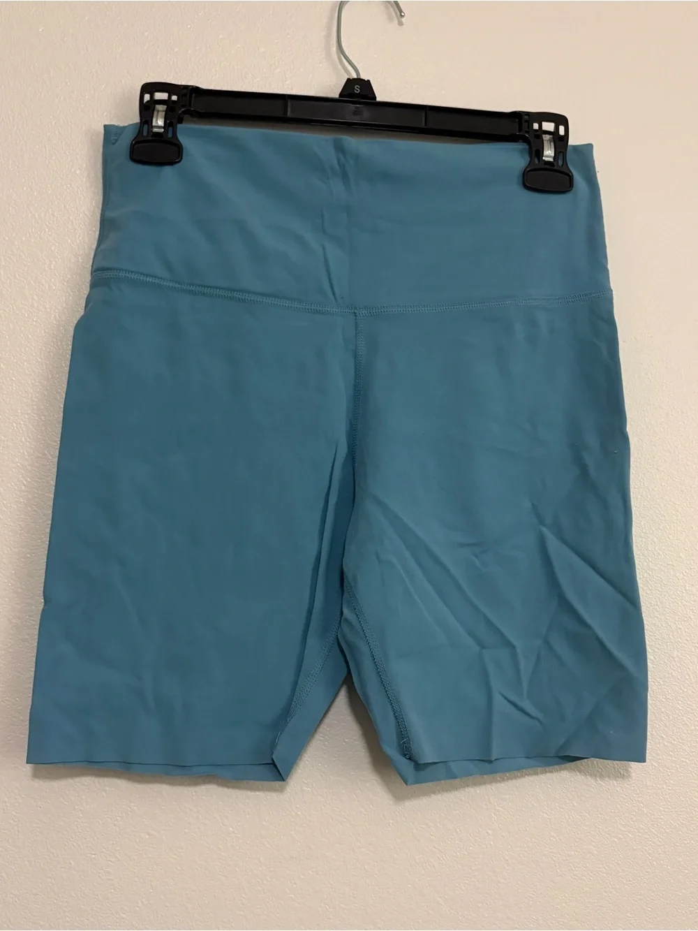 Nike High-Waist Aqua Blue Bike Shorts Yoga Luxe 7” Short Large